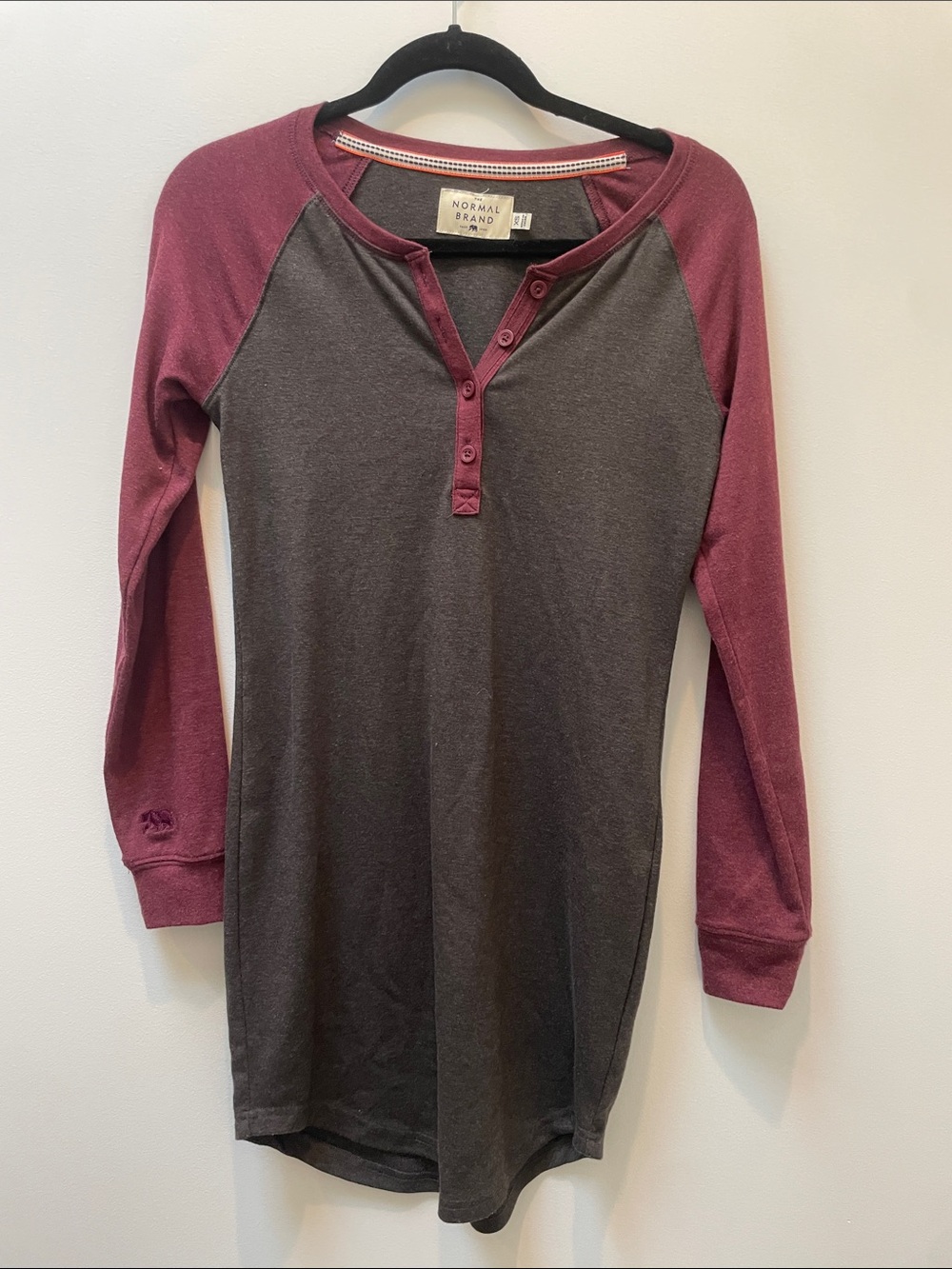 The Normal Brand Puremeso Henley Dress Charcoal and Wine Size XS